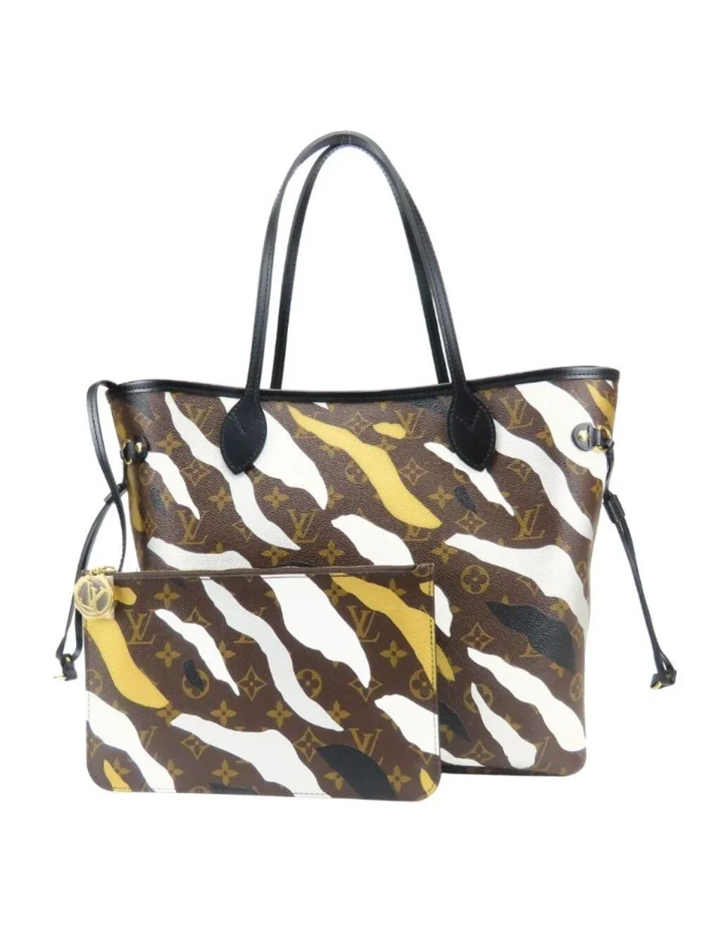 Louis Vuitton Tote Neverfull MM Lol Monogram Brown Black Gold Silver Shoulder